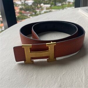 Authentic Hermes reversible leather H belt size 75